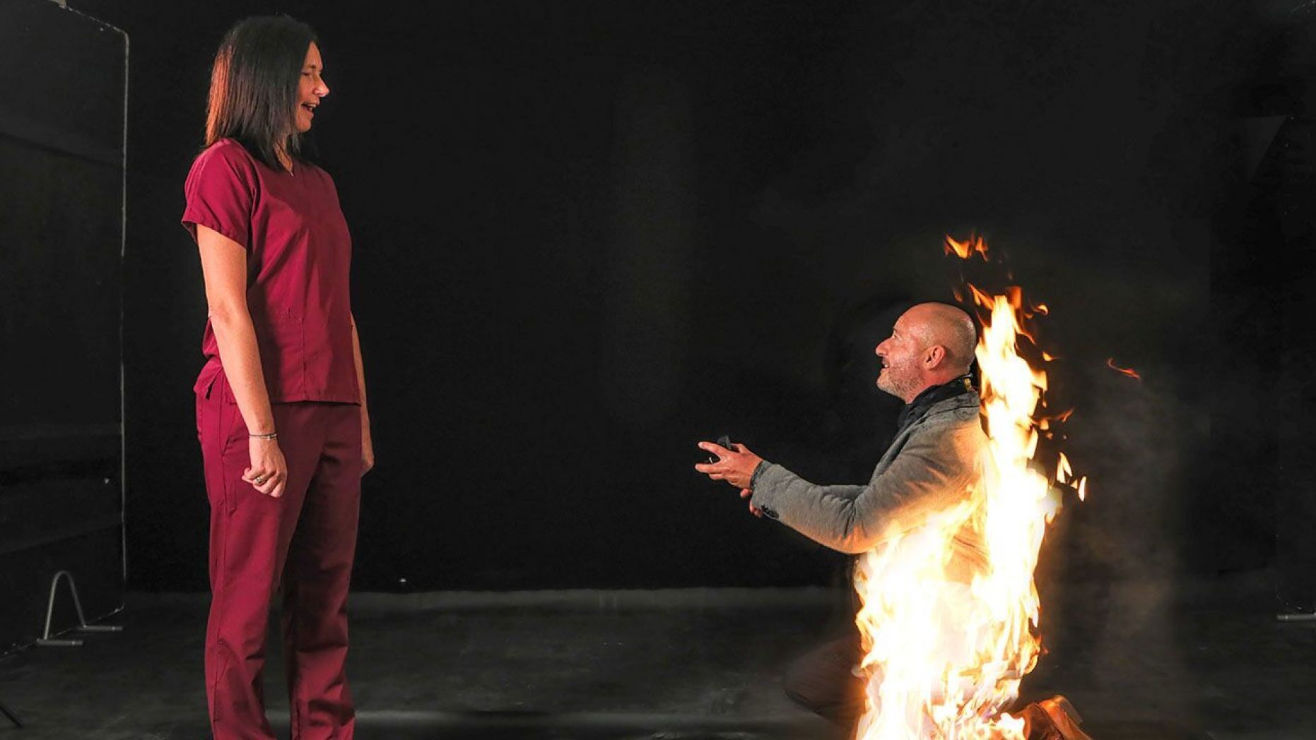 Burning Love! UK Stuntman Lights Himself on Fire While Proposing to His
