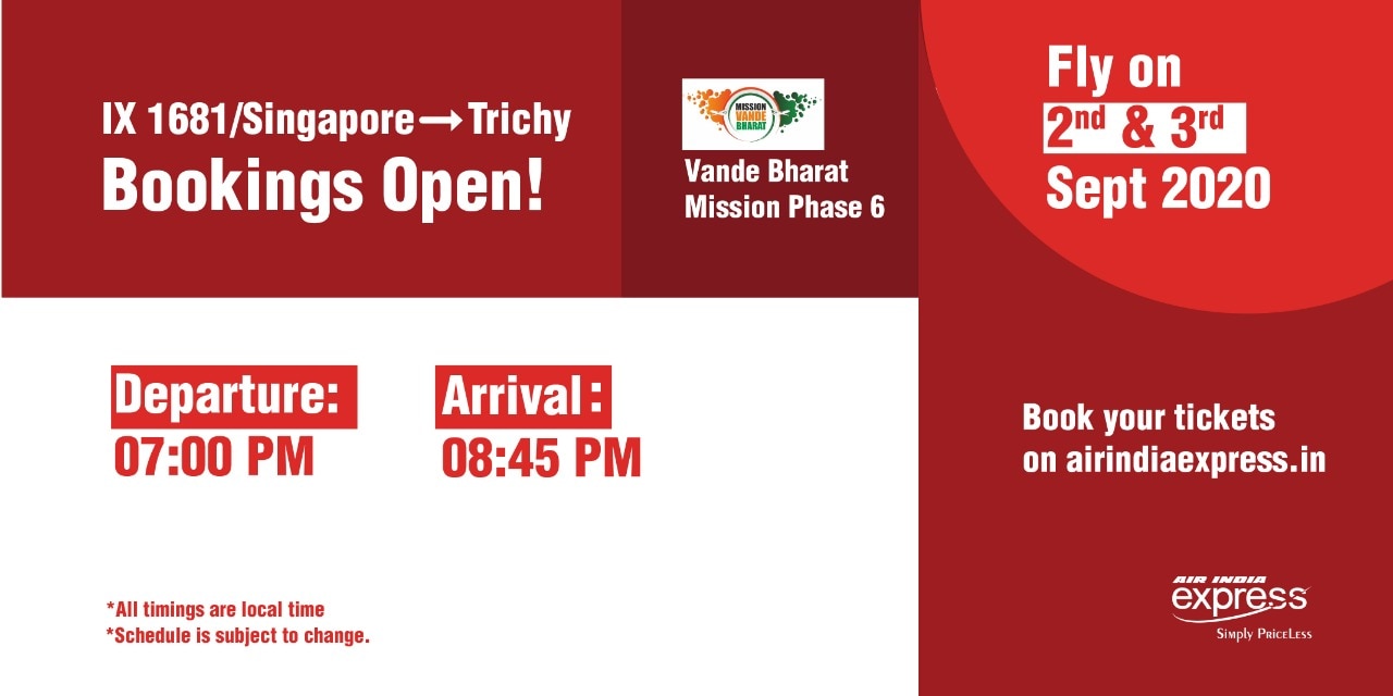 Vande Bharat Mission Phase 6: Air India Express Opens Bookings For Flights  From Singapore to These Indian Cities