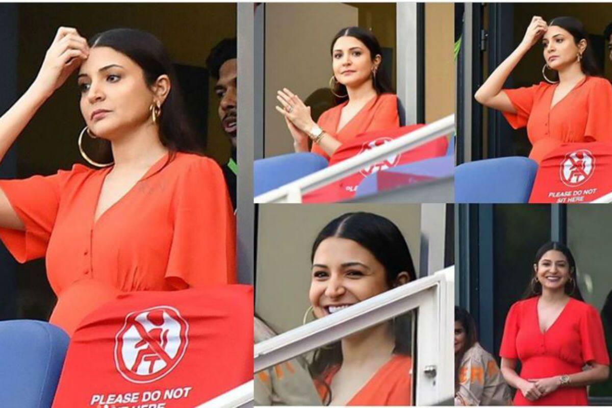 Anushka Sharma Looks Pretty in Red Dress as She Flaunts Baby Bump While  Cheering For Virat Kohli | India.com