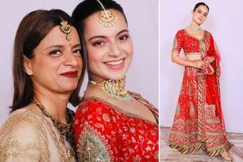 Madhuri Xvideo - Kangana Ranaut Looks Like a Bride Herself at Family Function in a Red  Lehenga by Ritu Kumar | India.com