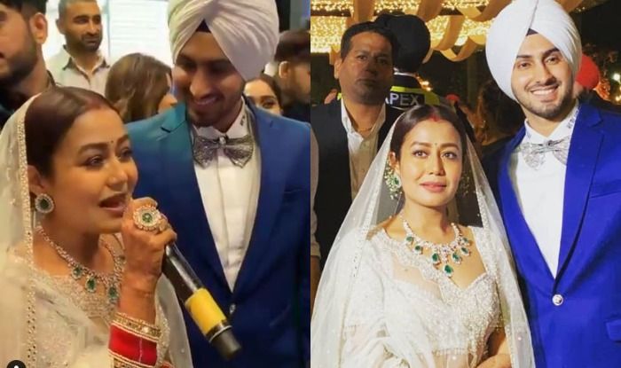 Neha Kakkar Breaks Stereotype by Wearing White at Her Wedding Reception, Looks Breathtaking in a Feathered Falguni Shane Peacock Lehenga - See Pics