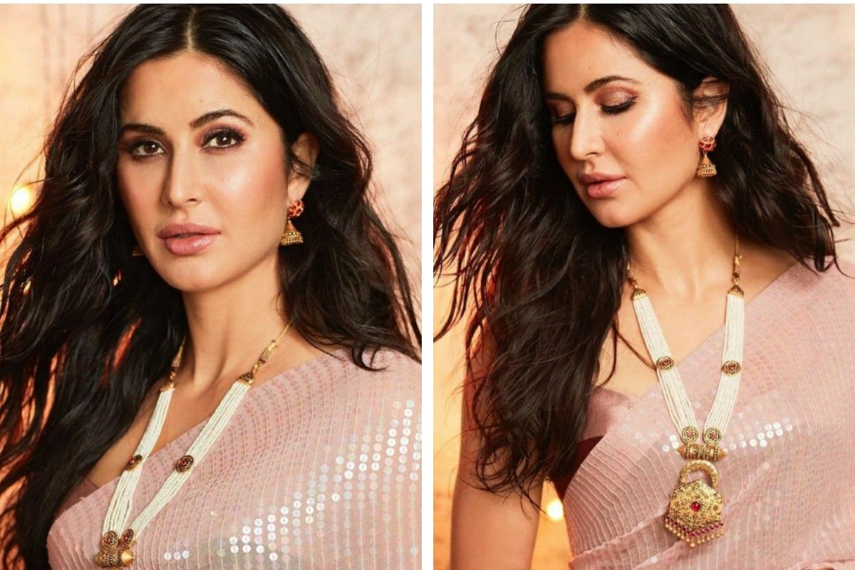 Katrina Kaif Stuns In A Beige-Ombre Sequin Saree By Manish Malhotra Worth Rs 1,35,000, See PICS