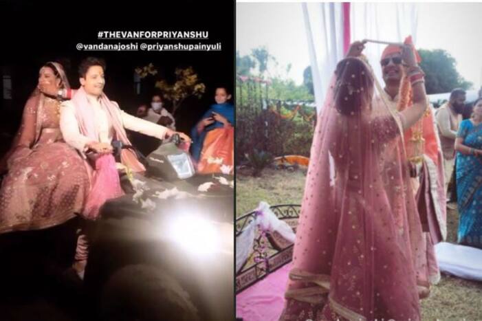 Mirzapur 2 Actor Priyanshu Painyuli and Vandana Joshi’s Grand Wedding Entry in ATV Bike- Watch Videos