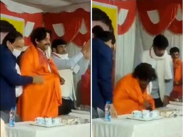 Watch: Ravi Kishan Falls Off Chair on Stage During Chhath Puja Function in Gorakhpur, Video Goes Viral