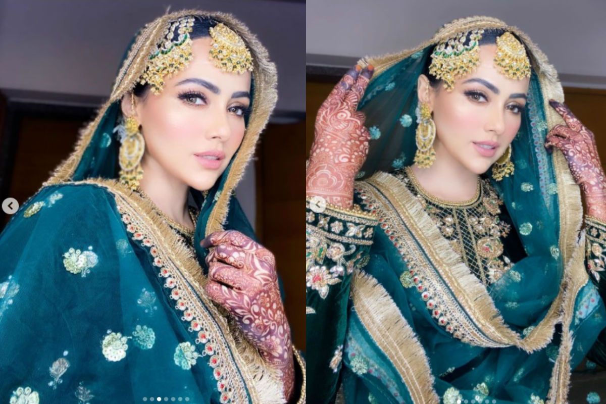 Sana Khan Glows in Green Sharara During Nikaah Ceremony With Anas Syed ...