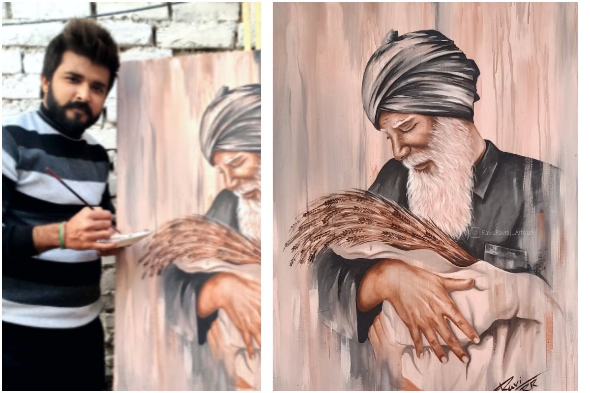 Art in Protest Two Students From Patiala Do Live Paintings at Singhu Border to Support Farmers