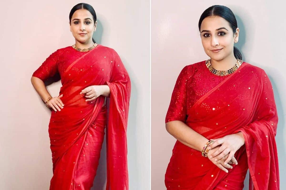 Vidya Balan Is An Epitome Of Grace And Elegance In A Red Cotton ...