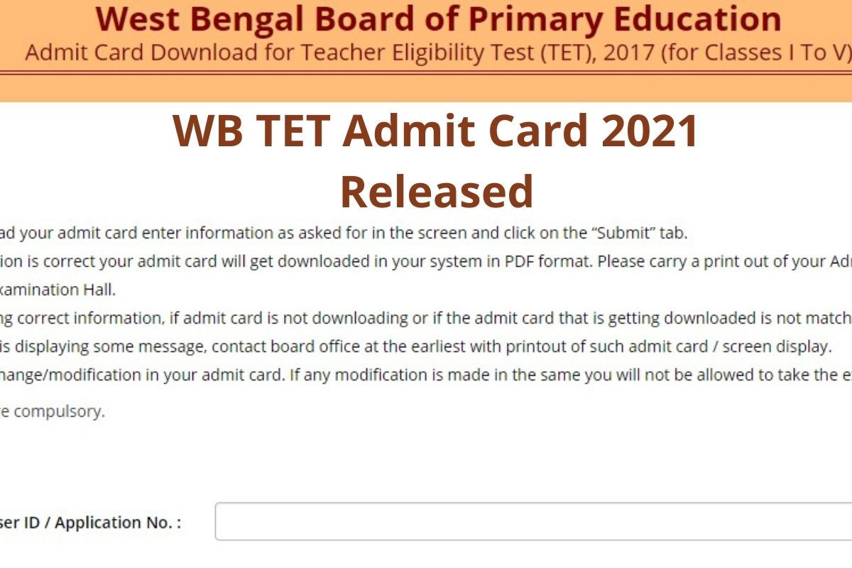 WB TET Admit Card 2021