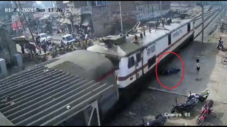 Motorcycle Crushed Into Pieces by Speeding Train, Biker Has a Narrow Escape | Watch Jaw-Dropping Video