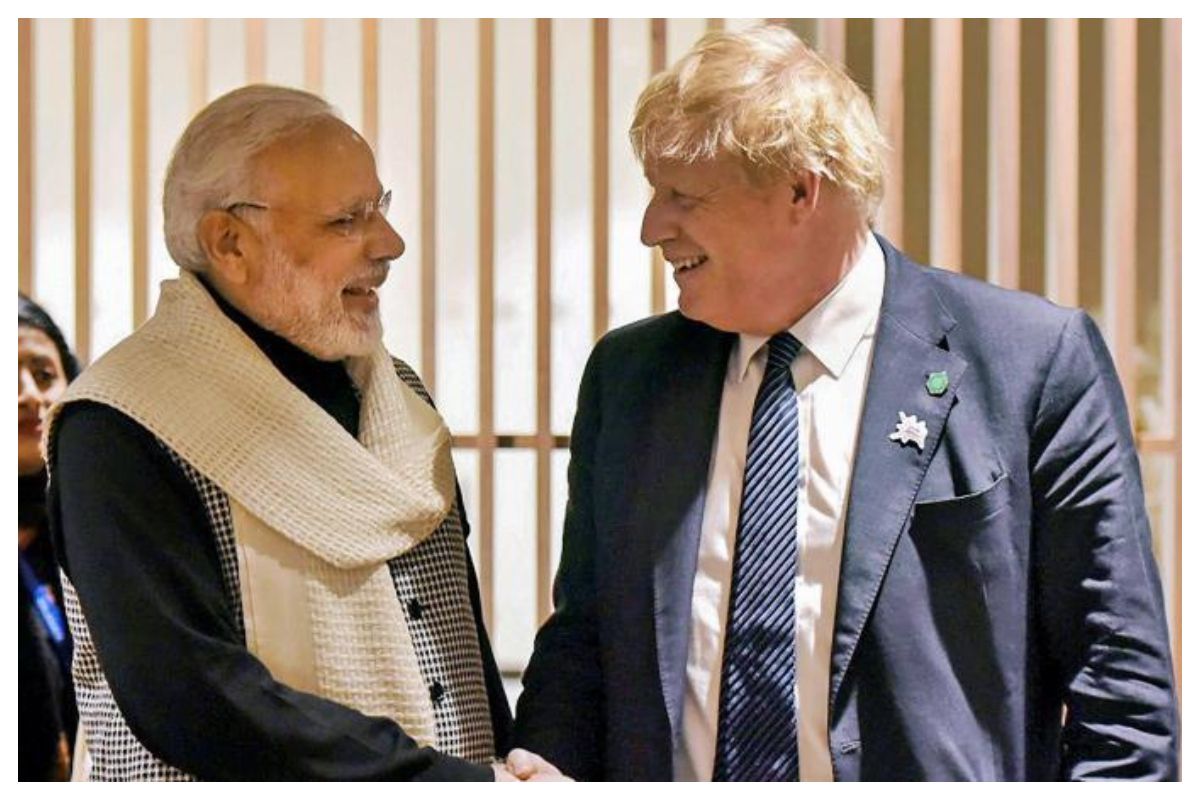 Prime Minister Narendra Modi with his UK counterpart Boris Johnson