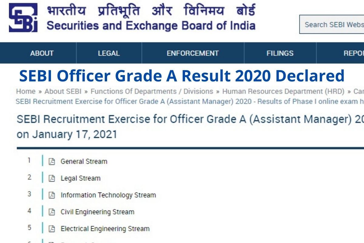 SEBI Officer Grade A Result 2020