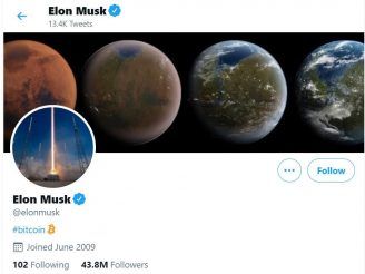 Bitcoin surges as elon musk changes his twitter bio to bitcoin