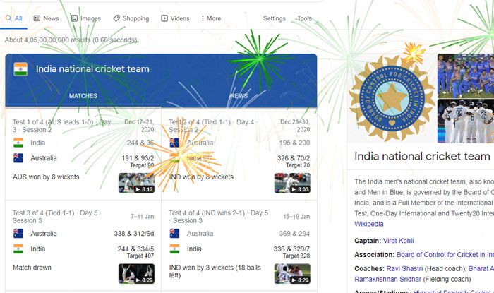 india cricket team google search results