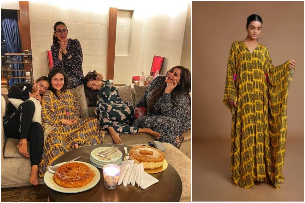 Kareena Kapoor Khan Continues Her Love For Kaftan in Mustard Coloured Tribal Print Worth 12K For Girl’s Pajama Party