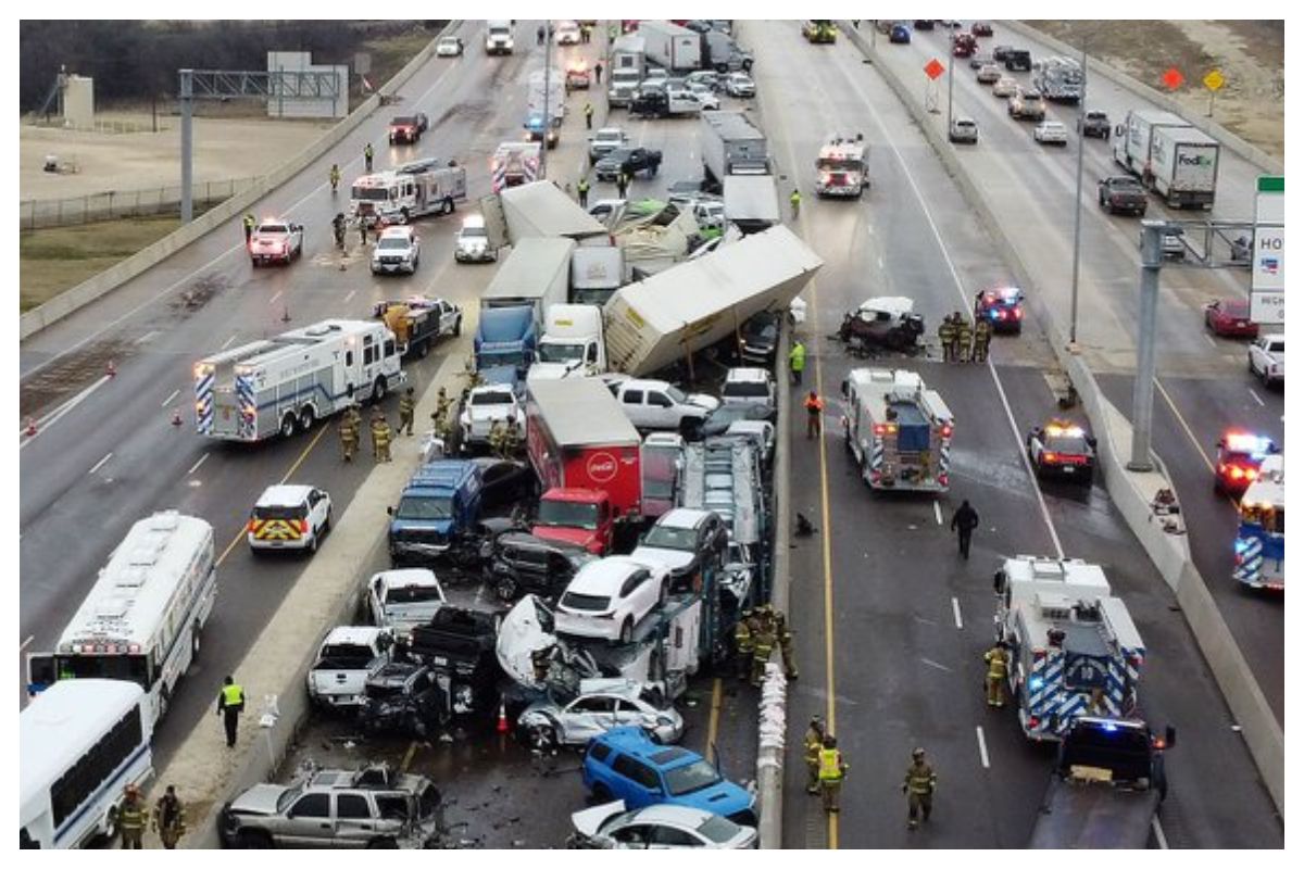 texas pile up semi truck