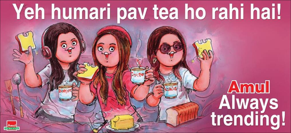 'Yeh Humari Pav Tea Ho Rahi Hai': Amul Joins the Viral 'Pawri' Trend With An Adorable Cartoon