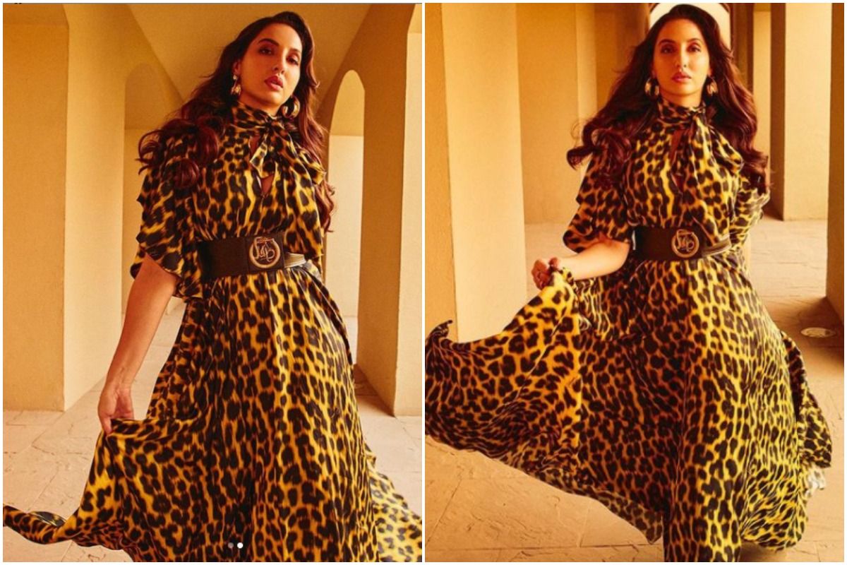 Nora Fatehi Oozes Oomph in a Leopard-Print Dress; Fans Can't Get Their Eyes  Off Her!