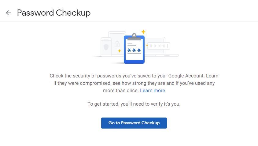 Google Password check up tip
