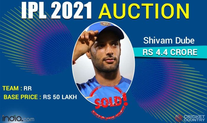 Shivam Dube Sold To Rajasthan Royals For Rs 4.40 Crore in IPL Auction 2021