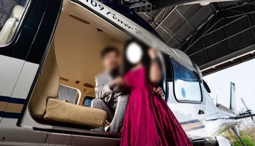 A young couple used Chhattisgarh CM ’s chopper as a prop for pre-wedding shoot
