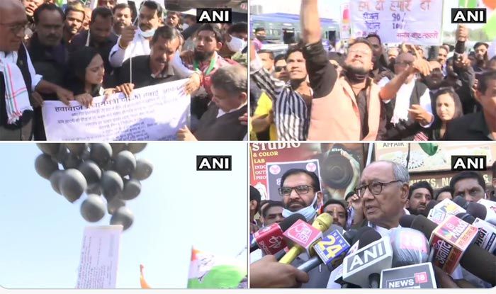 MP: Diesel-Petrol की कीमतों में बढ़ोतरी के खिलाफ कांग्रेस का प्रदर्शन, दिग्विजय सिंह समेत पार्टी नेता-कार्यकर्ता सड़क पर उतरे