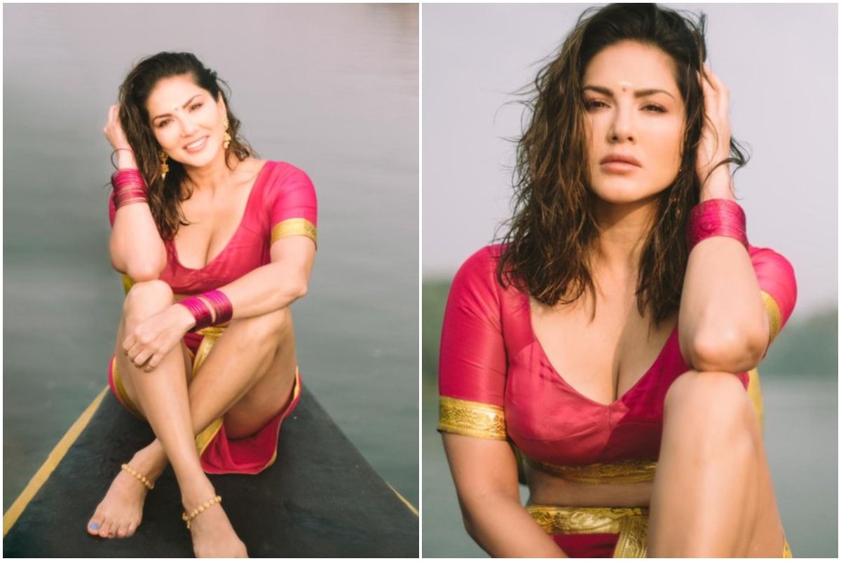Sunny Leone Wears a Pink Blouse For a Wet Look 