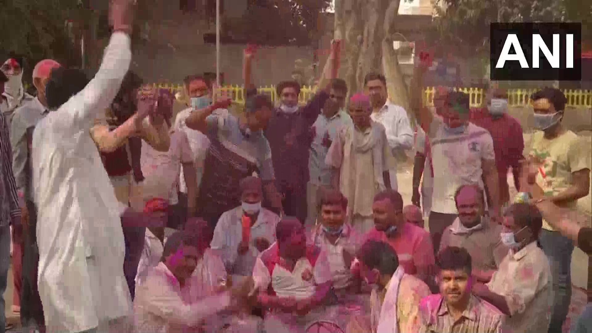 Locals in Amritsar celebrate Holi.
