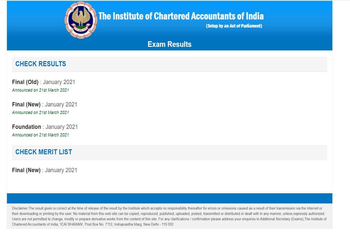 Ca Result May 2021 / Ca Ipcc Pass Percentage July 2021 Ca Inter Pass