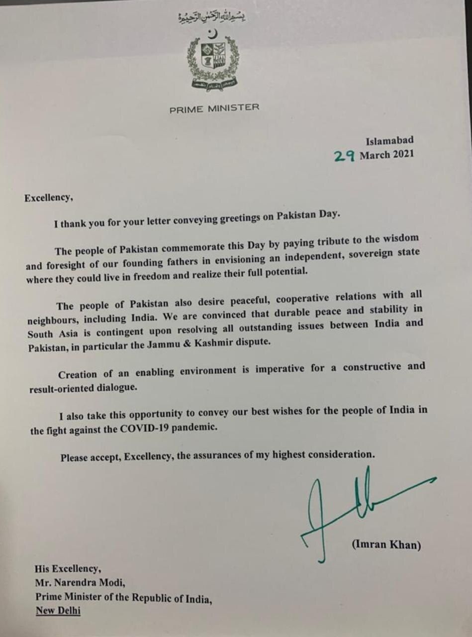 Imran Khan Writes Back To Pm Modi Offers To Resolve All Outstanding Issues Including Jammu And Kashmir Dispute India Com