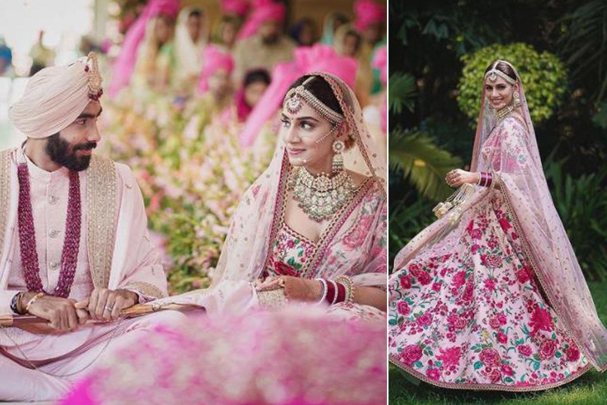 Jasprit Bumrah's Wife Sanjana Ganesan's Bridal Look Decoded: Sabyasachi ...