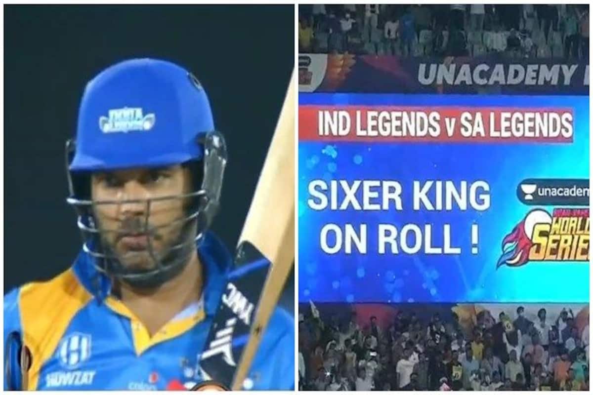 Yuvraj Singh Hits Four Consecutive Sixes in Road Safety Series Game Against  South Africa | India legends vs South Africa Legends | RSWS 2021 | Yuvi