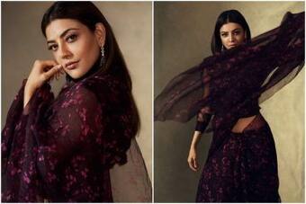 Sex Indea Aktrees Kagal - Kajal Aggarwal's Rs 22,500 Wine Coloured Organza Saree Deserves a Place in  Your Closet
