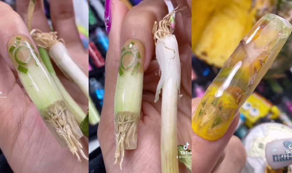 Viral Video: Woman Creates Mind Blowing Nail Art with Onion & Pineapple, Leaves Netizens in Splits | Watch