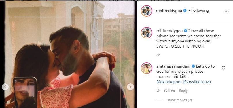 Anita Hassanandani's comment on Rohit Reddy's post