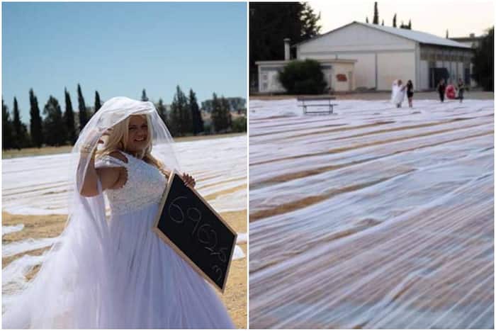 Bride Creates World Record For Wearing The Longest Wedding Veil That