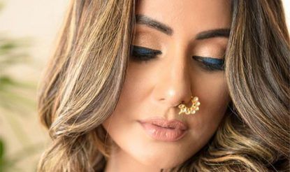 Hina Khan Gorgeous Pics: कजरारे नैना में बला की खूबसूरत लगीं हिना खान, ज़ालिम नाक की नथ ने दिल चीर दिया - Hina khan gorgeous pics in blue lehanga choli nose ring