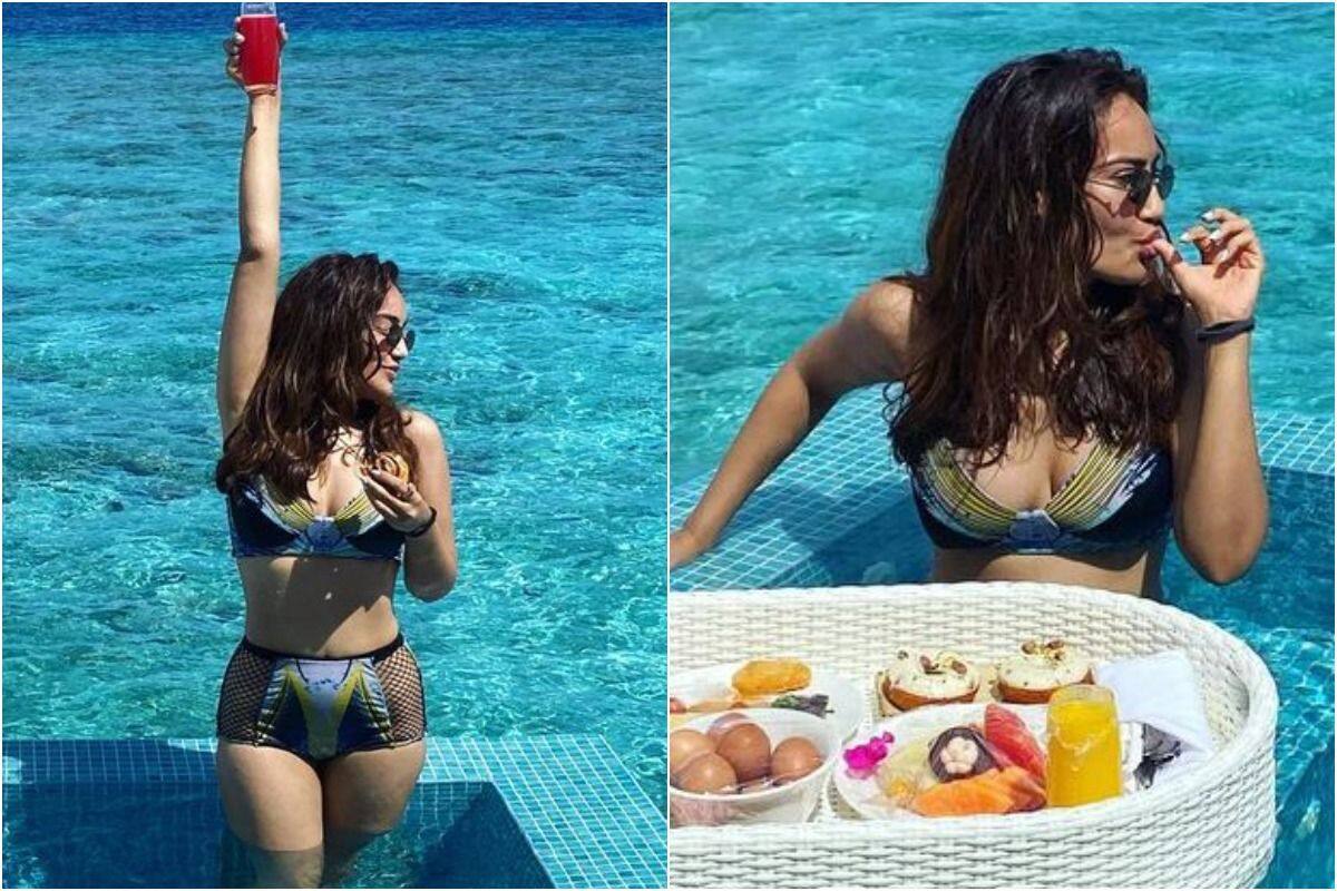 1200px x 800px - Surbhi Jyoti is a Beach Bum in Her Super Sultry Netted Bikini Set Worth Rs  5,040 - See New Pics From Maldives