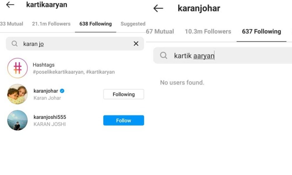 Karan Johar Unfollows Kartik Aaryan on Instagram After Dostana 2 ...