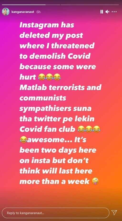 Kangana Ranaut on 'Covid fan club'