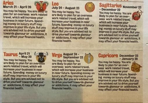 This Newspaper Printed The Same Future For All Zodiac Signs