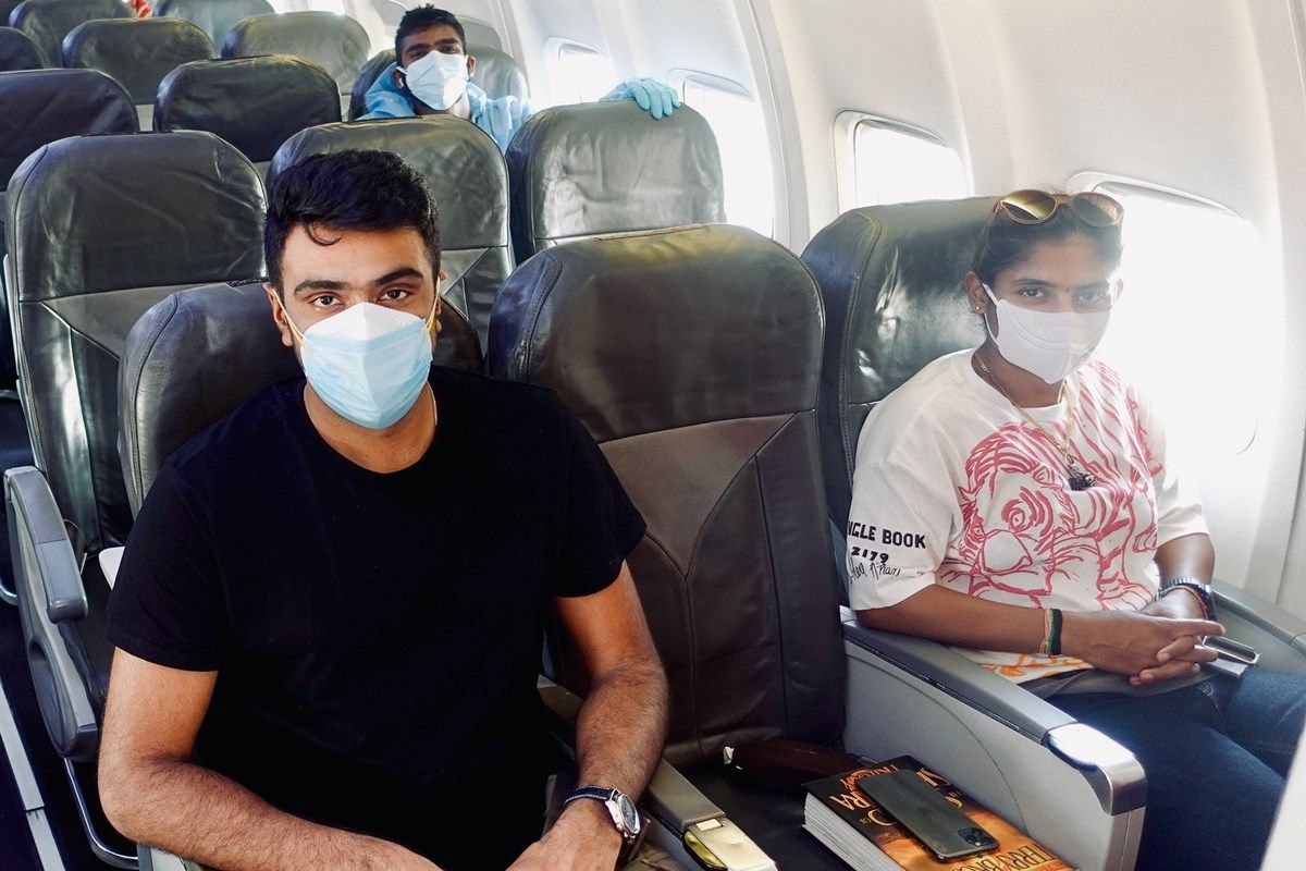 Indian Team Reach Mumbai | PHOTOS - R. Ashwin, Mayank Agarwal, Mithali Raj &amp; Others Board Charter Flight For Mumbai | PICS | WTC Final | UK Tour