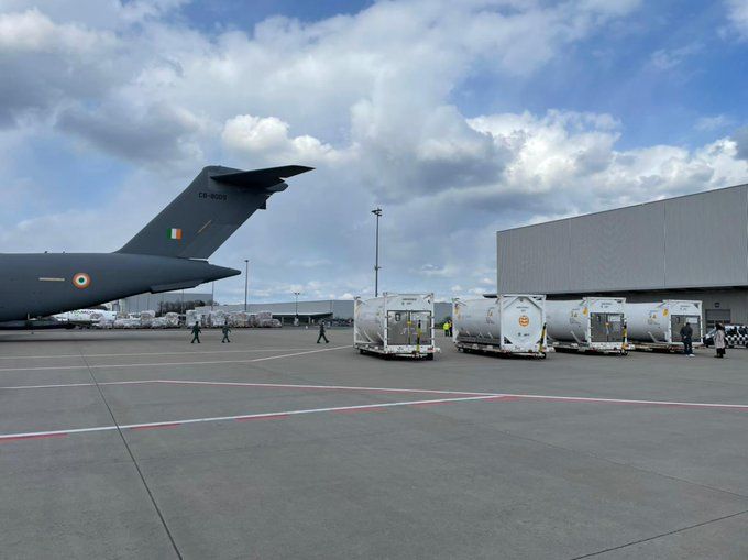 IAF Airlifts 4 Oxygen Containers From Frankfurt in Germany to Hindon Near Delhi