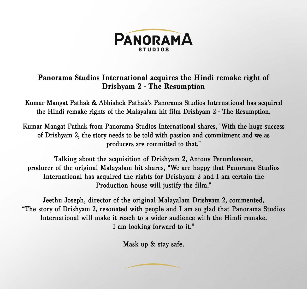 Panorama Studio International Issues Official Statement