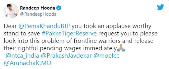 Randeep Hooda's tweet