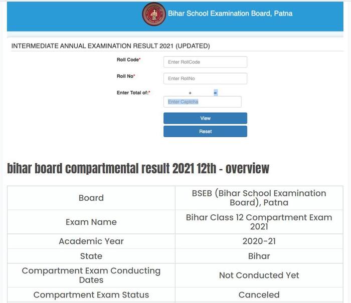 Bihar Board Compartment Result 2021 Bseb Class 10th 12th Compart