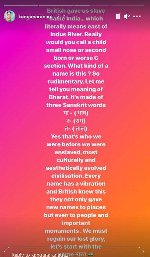 Kangana Ranaut wants to Rename India as Bharat