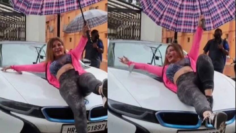 बारिश में गाड़ी की बोनट पर चढ़कर Rakhi Sawant ने जमकर की मस्ती, Video देखकर नहीं रोक पाएंगे हंसी