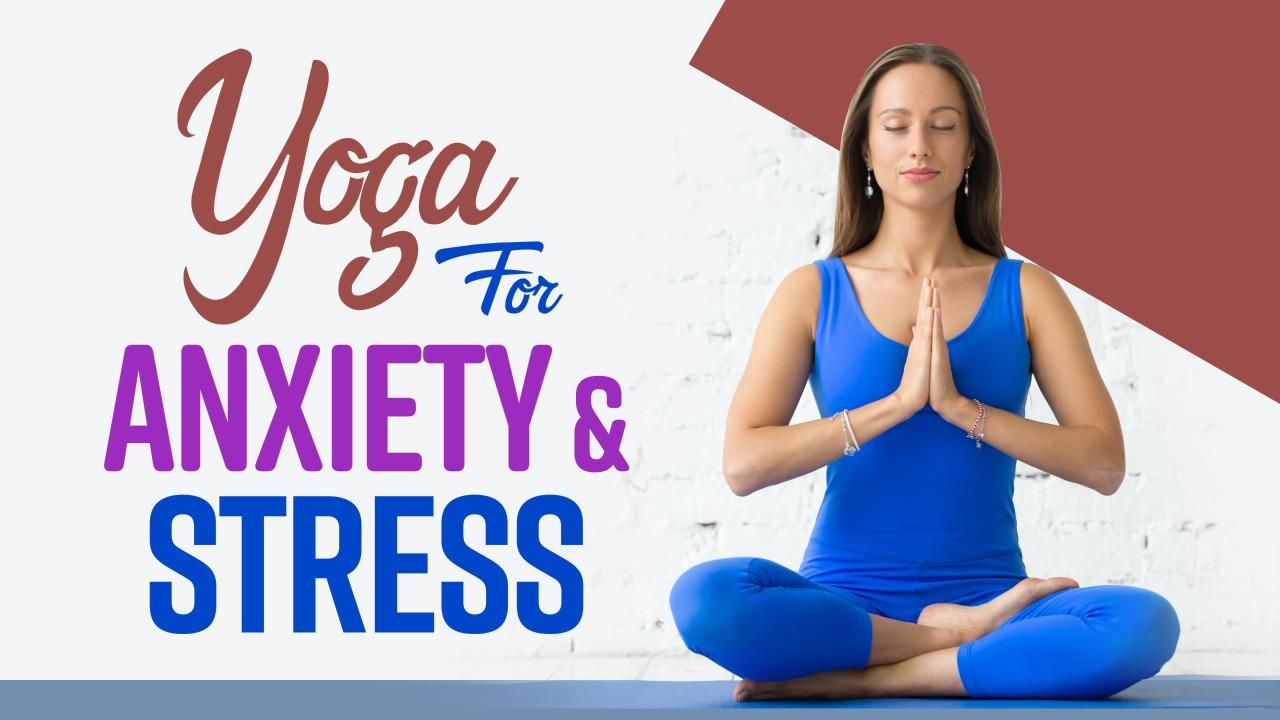 7 yoga poses to calm anxiety concept. women exercising for body canvas  prints for the wall • canvas prints relaxation, body, figure | myloview.com