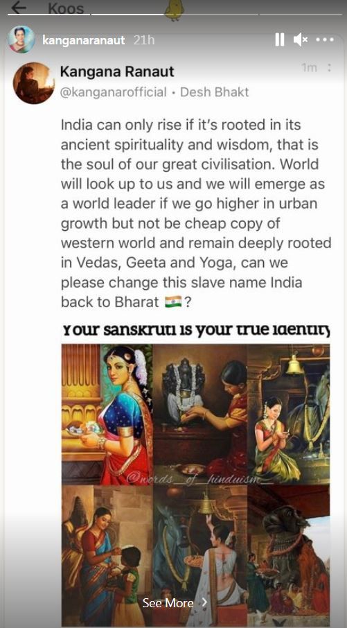 Kangana Ranaut Asks To Change India's Name To Bharat