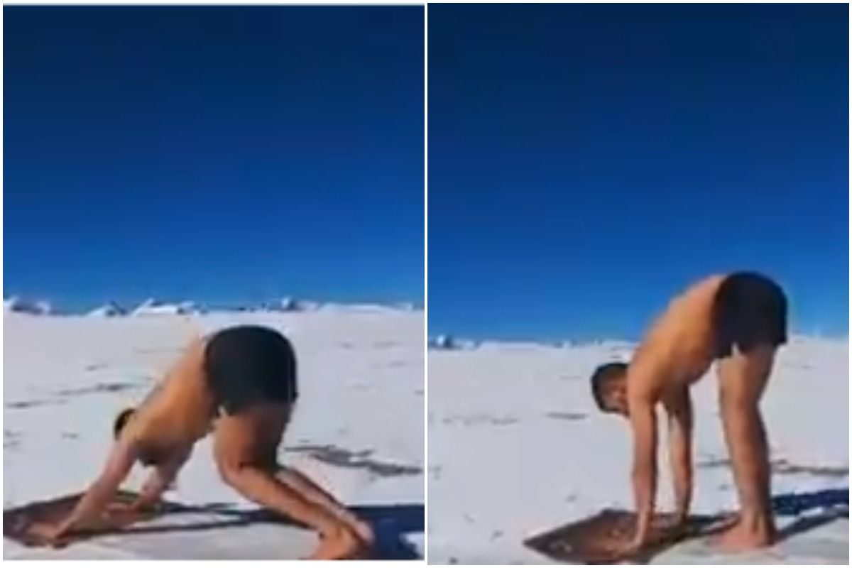 ViraI Video: ITBP Officer Performs Surya Namaskar in Sub-Zero Temperature At 18,000 ft in Ladakh | Watch